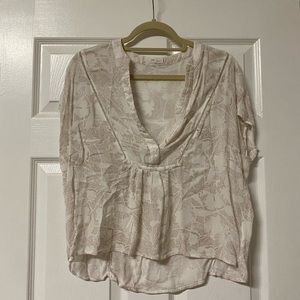 GxF urban outfitters brown and white short sleeve top